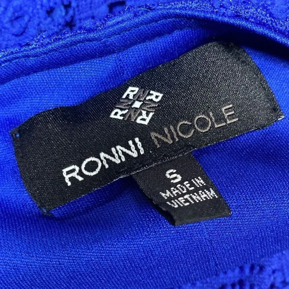 Ronni Nicole Royal Blue Cold Shoulder Lace Dress Size Small